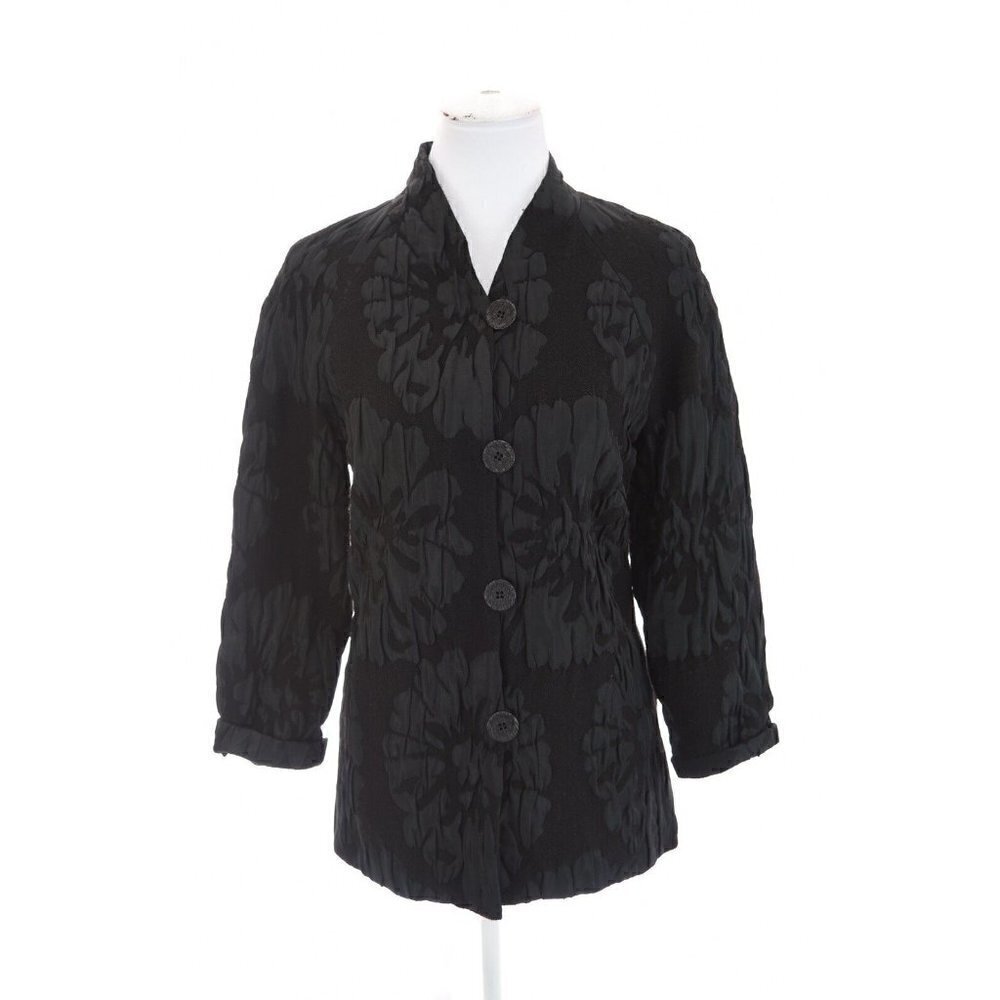 J'Envie New York Sz 10 Black Floral Jacquard Knit Blazer Jacket